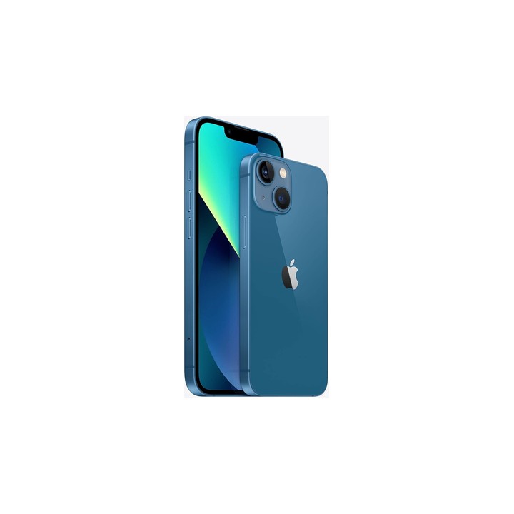 iPhone 13 128GB Azul Reacondicionado - vista trasera y frontal en ángulo