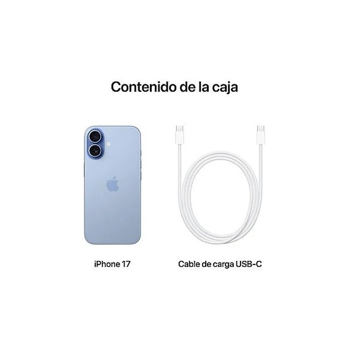 iPhone 17 256GB Azul Neblina Open Box - contenido de la caja