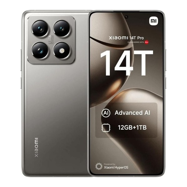 Xiaomi 14T Pro 1TB Titanio Gris - vista trasera y frontal