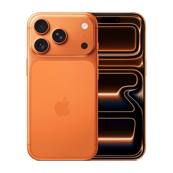 iPhone 17 Pro Max 256GB Naranja Cósmico - vista trasera y frontal